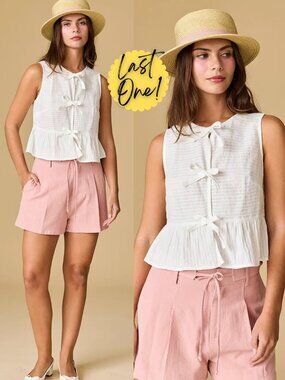 River Sleeveless Triple Bow Self-Tie Top
